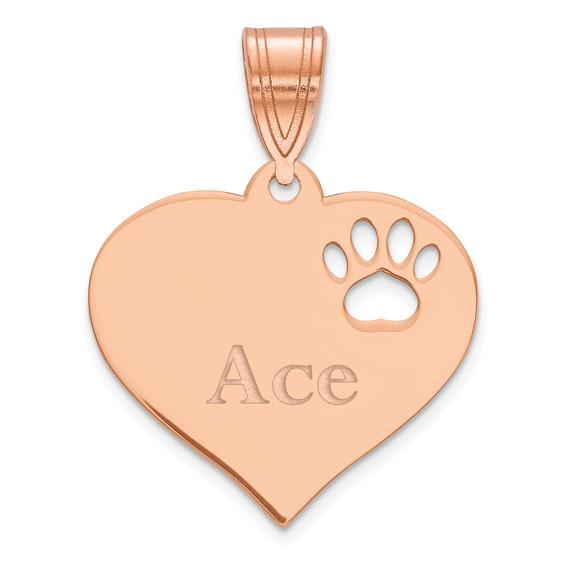 14k 10k yellow rose white gold or sterling silver paw print cut out personalized pendant charm