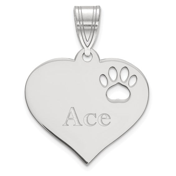14k 10k yellow white gold or sterling silver paw print cut out personalized pendant charm