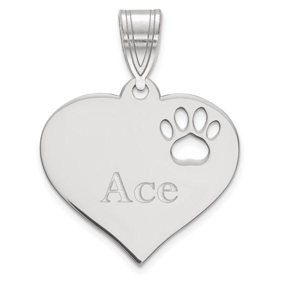 14k 10k yellow rose white gold or sterling silver paw print cut out personalized pendant charm