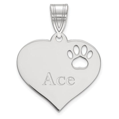 14k 10k yellow rose white gold or sterling silver paw print cut out personalized pendant charm