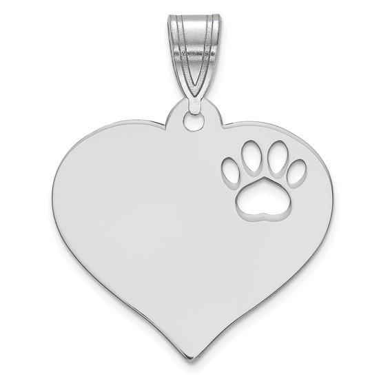 14k 10k yellow rose white gold or sterling silver paw print cut out personalized pendant charm