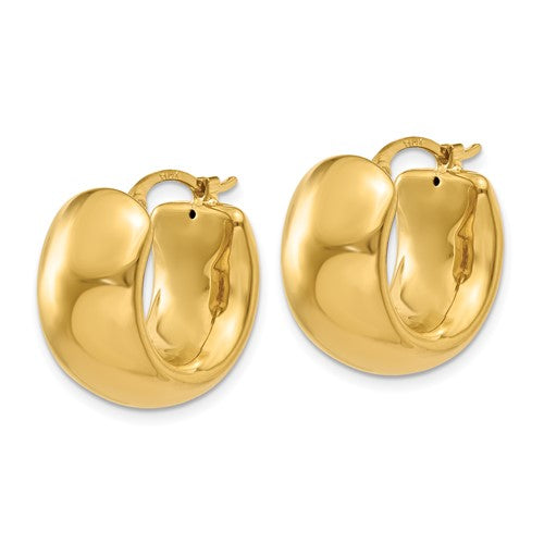 14k yellow gold round puffed hoop earrings 18mm x 8.75mm