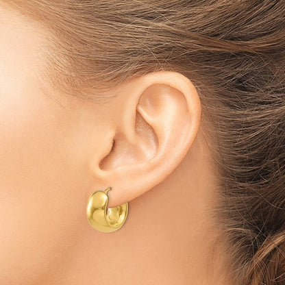 14k yellow gold round puffed hoop earrings 18mm x 8.75mm