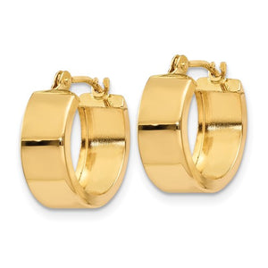 14k Yellow Gold Round Square Tube Hoop Earrings 12mm x 5mm