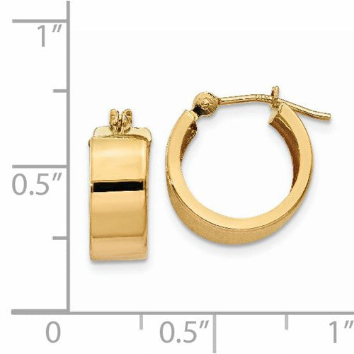 14k yellow gold round square tube hoop earrings 12mm x 5mm
