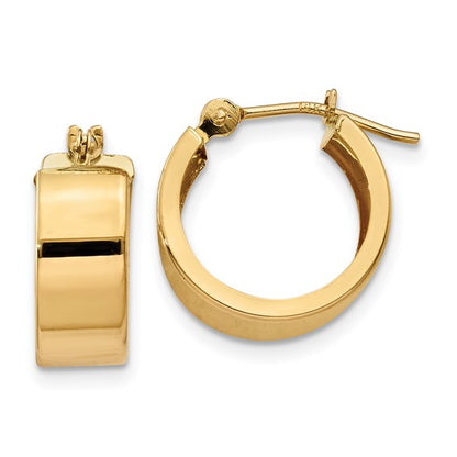 14k yellow gold round square tube hoop earrings 12mm x 5mm