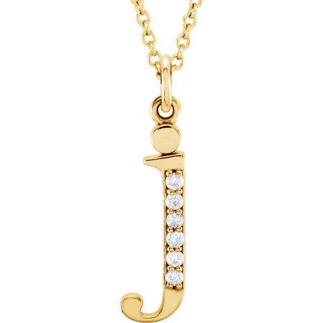 14k yellow rose white gold .025 ctw diamond tiny petite lowercase letter j initial alphabet pendant charm necklace