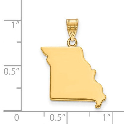 14k gold or sterling silver missouri mo state map pendant charm personalized monogram