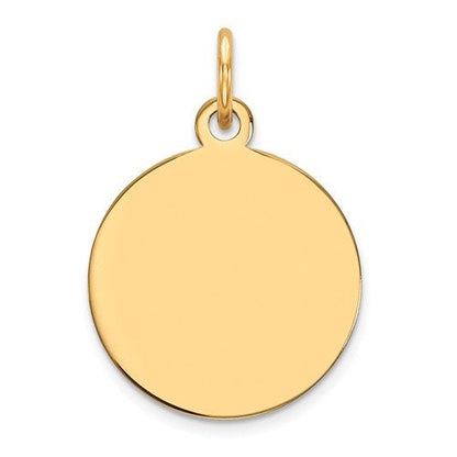 10k yellow gold 15mm round circle disc pendant charm personalized engraved monogram