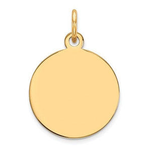 10k Yellow Gold 15mm Round Circle Disc Pendant Charm Personalized Engraved Monogram