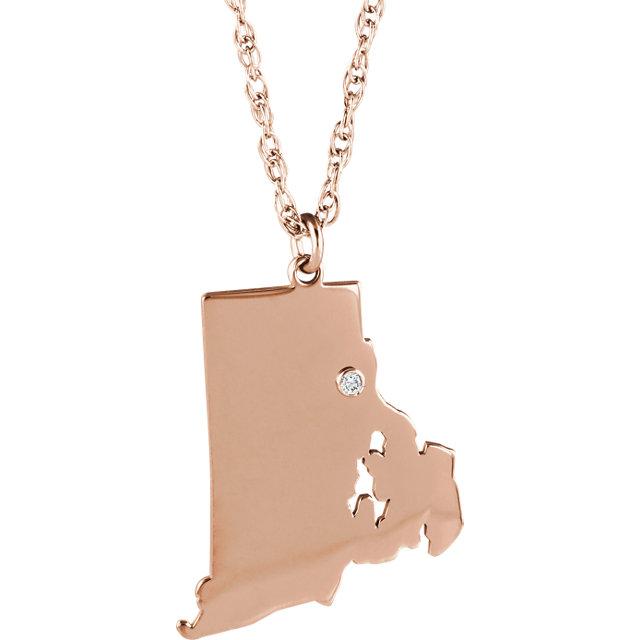 14k 10k yellow rose white gold diamond silver rhode island ri state map personalized city necklace