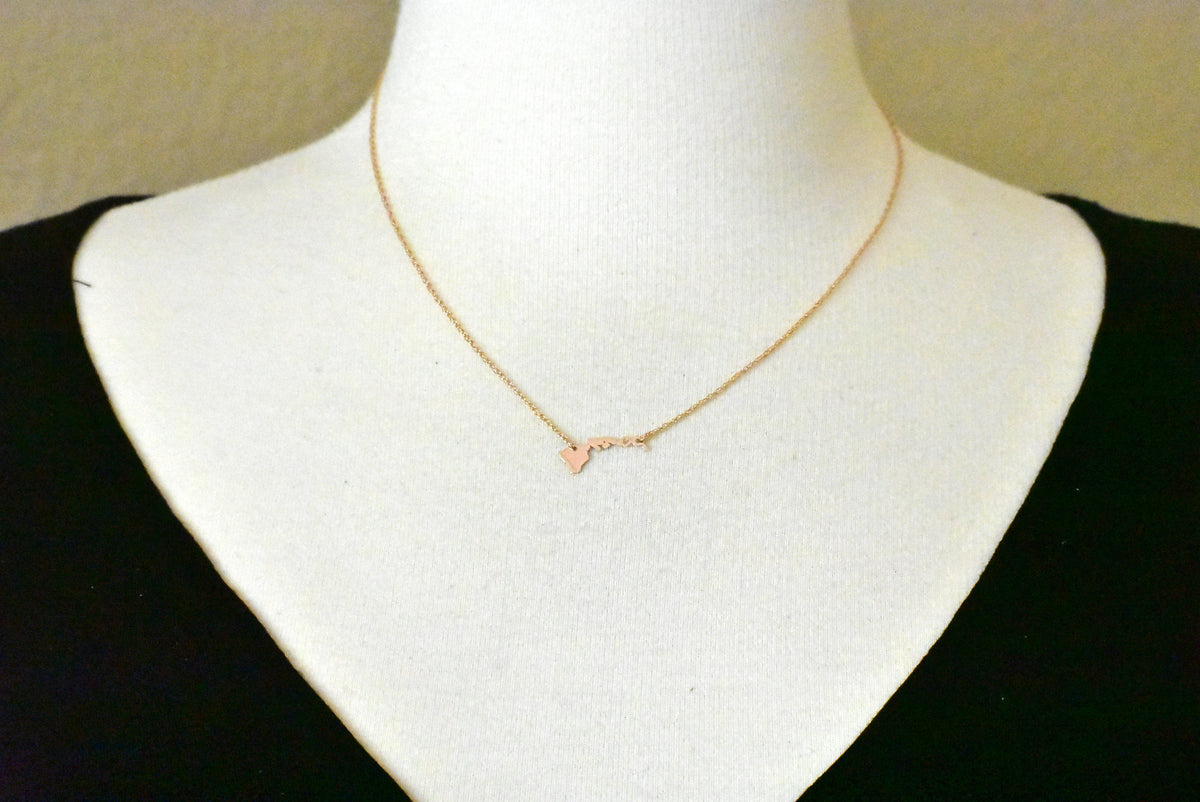 14k gold 10k gold silver hawaii state map necklace heart personalized city