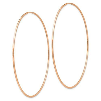 14k rose gold classic endless round hoop earrings 60mm x 1.25mm