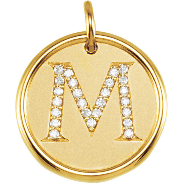 14K Yellow Rose White Gold Genuine Diamond Uppercase Letter M Initial Alphabet Pendant Charm Custom Made To Order Personalized Engraved