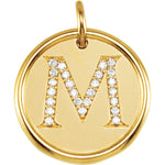 Load image into Gallery viewer, 14K Yellow Rose White Gold Genuine Diamond Uppercase Letter M Initial Alphabet Pendant Charm Custom Made To Order Personalized Engraved
