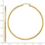Load image into Gallery viewer, 14k Yellow Gold Diamond Cut Classic Round Hoop Earrings 60mm x 2mm
