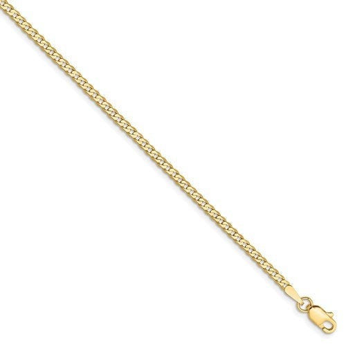 14k yellow gold 2.2mm beveled curb link bracelet anklet choker necklace pendant chain