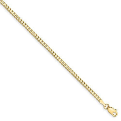 14k yellow gold 2.2mm beveled curb link bracelet anklet choker necklace pendant chain