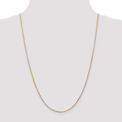 14k yellow white rose gold tri color 1.5mm diamond cut rope bracelet anklet choker necklace chain