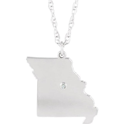 14k 10k yellow rose white gold diamond silver missouri mo state map personalized city necklace