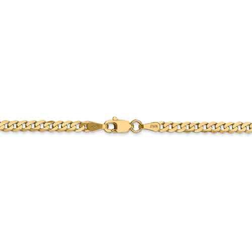 14K Yellow Gold 2.9mm Beveled Curb Link Bracelet Anklet Choker Necklace Pendant Chain