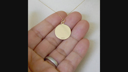 10k Yellow Gold 18mm Round Circle Disc Pendant Charm Personalized Monogram Engraved