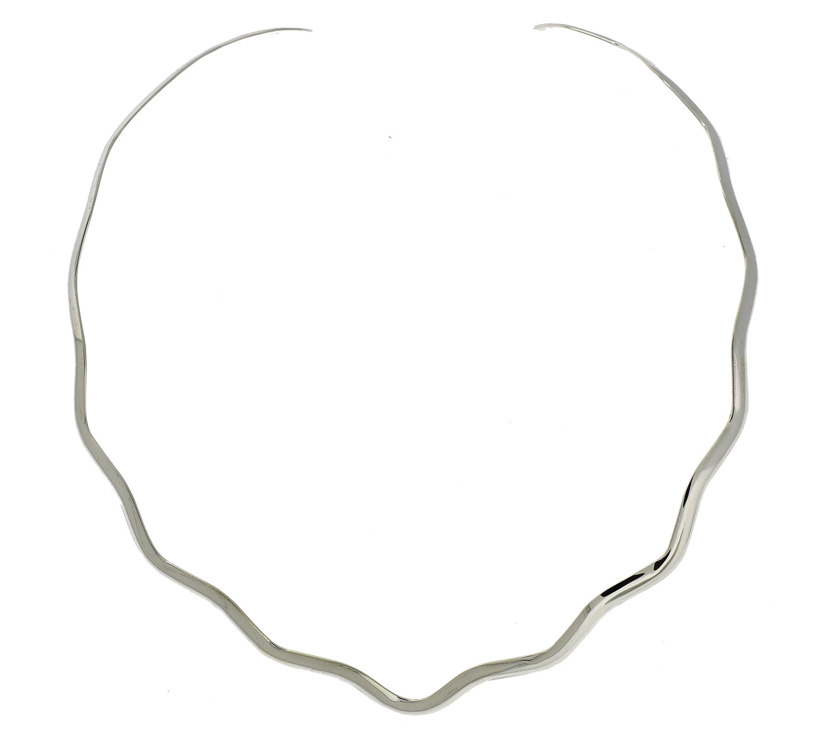 sterling silver 3mm wavy v shaped flexible neck collar necklace slip on