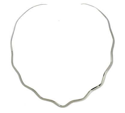 sterling silver 3mm wavy v shaped flexible neck collar necklace slip on