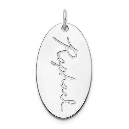 14k 10k gold sterling silver handwriting name oval pendant charm personalized