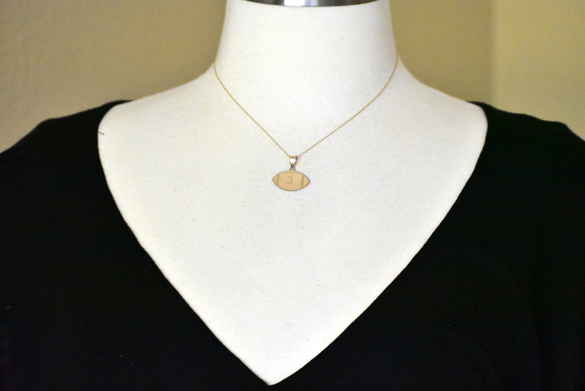 14k 10k gold sterling silver football personalized engraved pendant