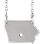 Load image into Gallery viewer, 14k Gold 10k Gold Silver Iowa State Map Necklace Heart Personalized City

