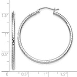 Load image into Gallery viewer, 14k White Gold Diamond Cut Round Hoop Earrings 35mm x 2mm
