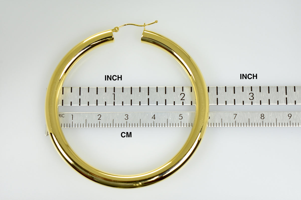 14k yellow gold classic round hoop earrings lightweight 60mm 55mm 48mm 43mm 40mm 35mm 30mm x 5mm