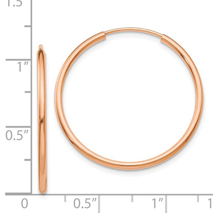 14k rose gold classic endless round hoop earrings 27mm x 1.5mm