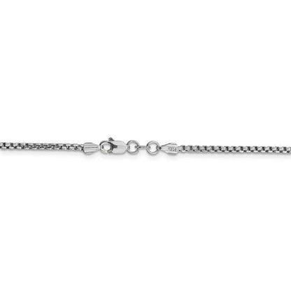 14k white gold 1.75mm round box bracelet anklet choker necklace pendant chain lobster clasp