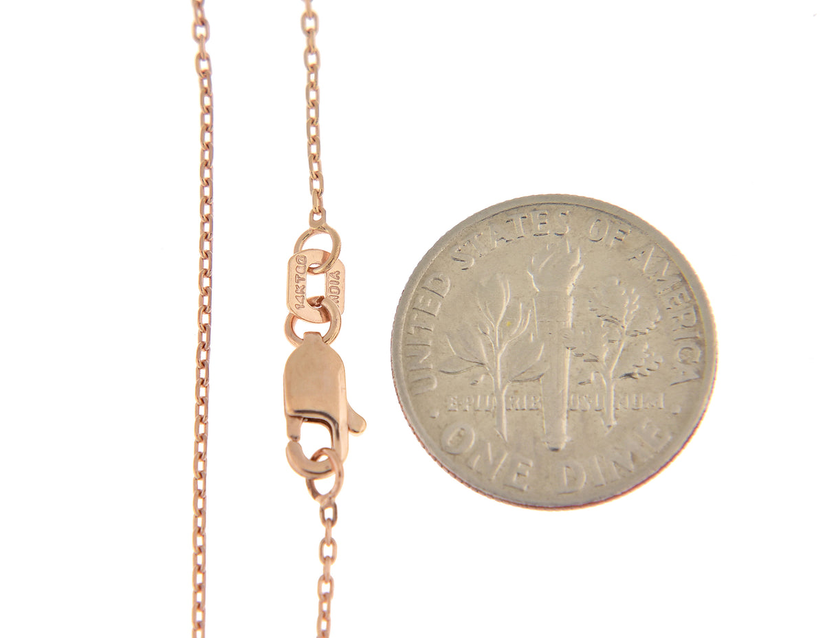 14k rose gold 1mm diamond cut cable bracelet anklet choker necklace pendant chain