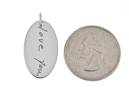 14k 10k gold sterling silver handwriting name oval pendant charm personalized