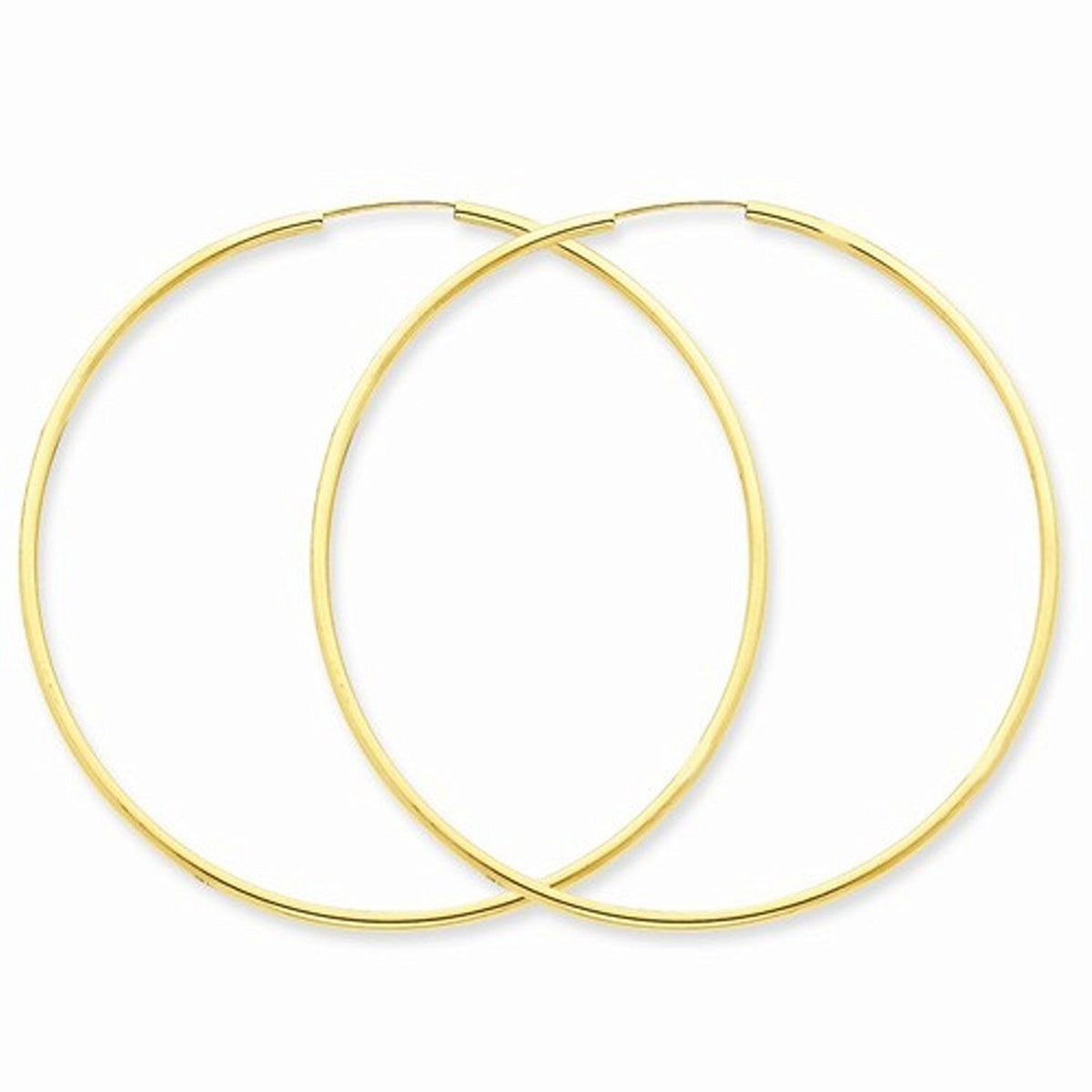 14k yellow gold large endless round hoop earrings 50mm x 1.5mm