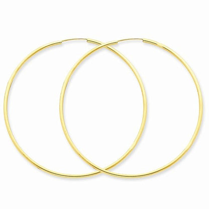 14k yellow gold large endless round hoop earrings 50mm x 1.5mm