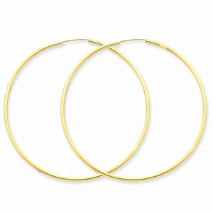 14k Yellow Gold Large Endless Round Hoop Earrings 50mm x 1.5mm