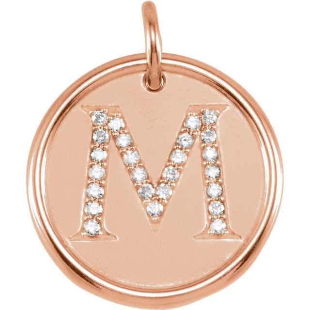 14k yellow rose white gold genuine diamond uppercase letter m initial alphabet pendant charm custom made to order personalized engraved
