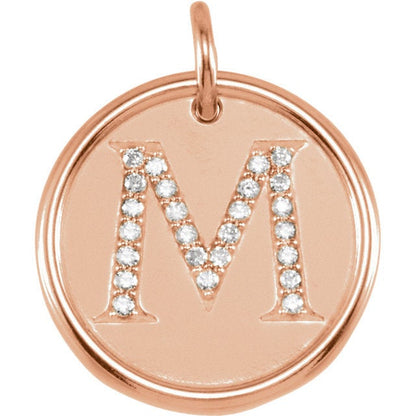 14k yellow rose white gold genuine diamond uppercase letter m initial alphabet pendant charm custom made to order personalized engraved