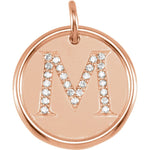 Load image into Gallery viewer, 14K Yellow Rose White Gold Genuine Diamond Uppercase Letter M Initial Alphabet Pendant Charm Custom Made To Order Personalized Engraved
