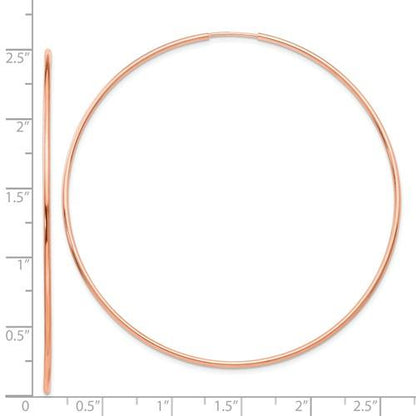 14k rose gold classic endless round hoop earrings 60mm x 1.25mm