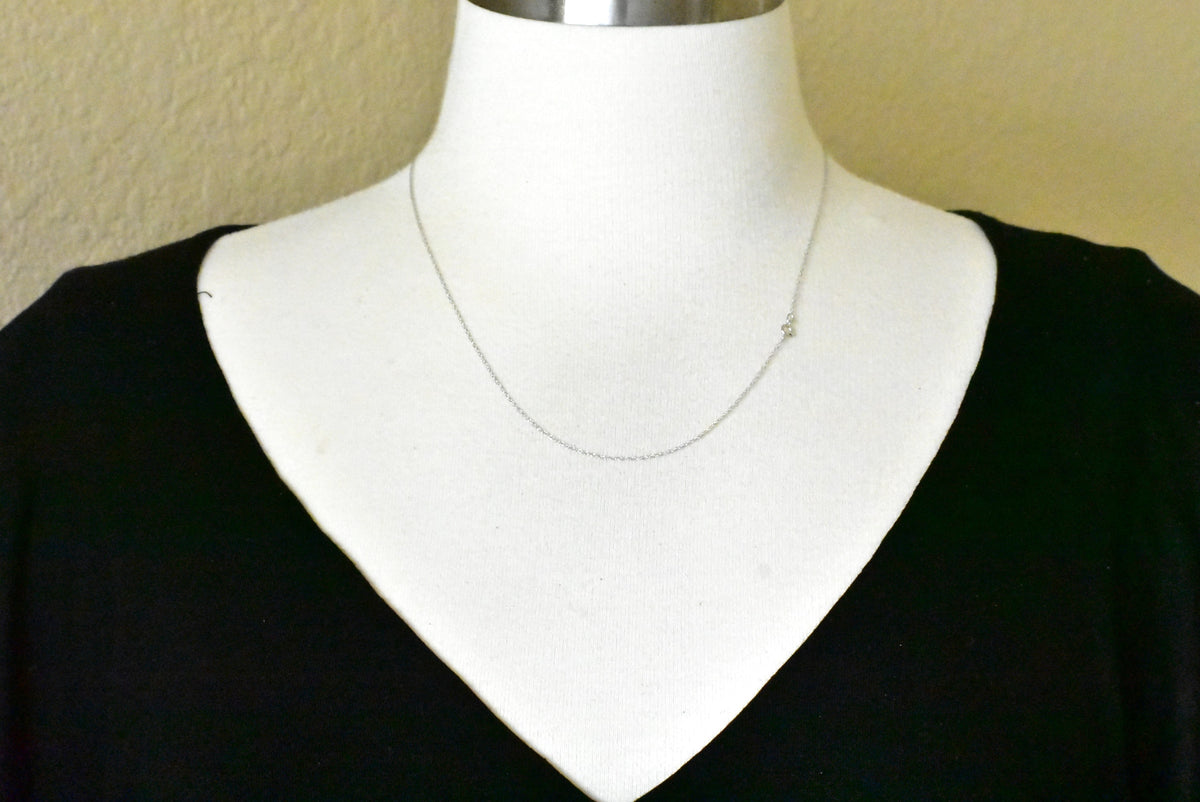 14k white gold 0.6mm cable rope necklace choker pendant chain