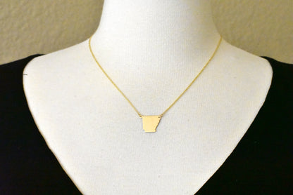 14k gold or sterling silver arkansas ar state necklace personalized monogram