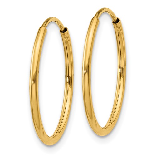 14k Yellow Gold Round Endless Hoop Earrings 17mm x 1.25mm