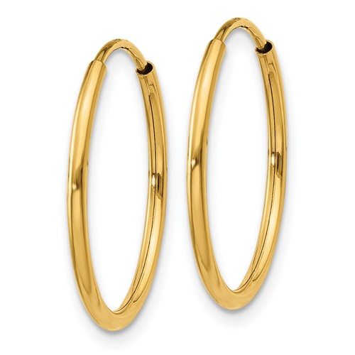 14k yellow gold round endless hoop earrings 17mm x 1.25mm