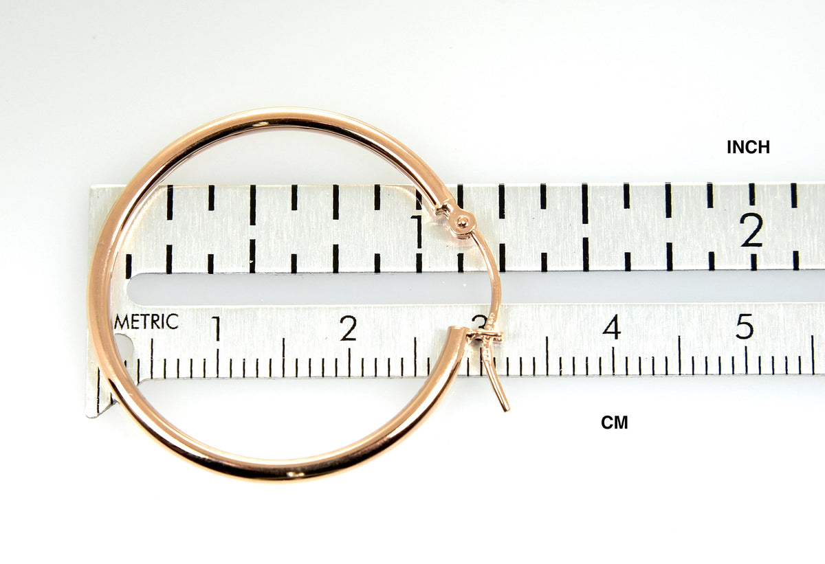 14k rose gold classic round hoop earrings 30mm x 2mm