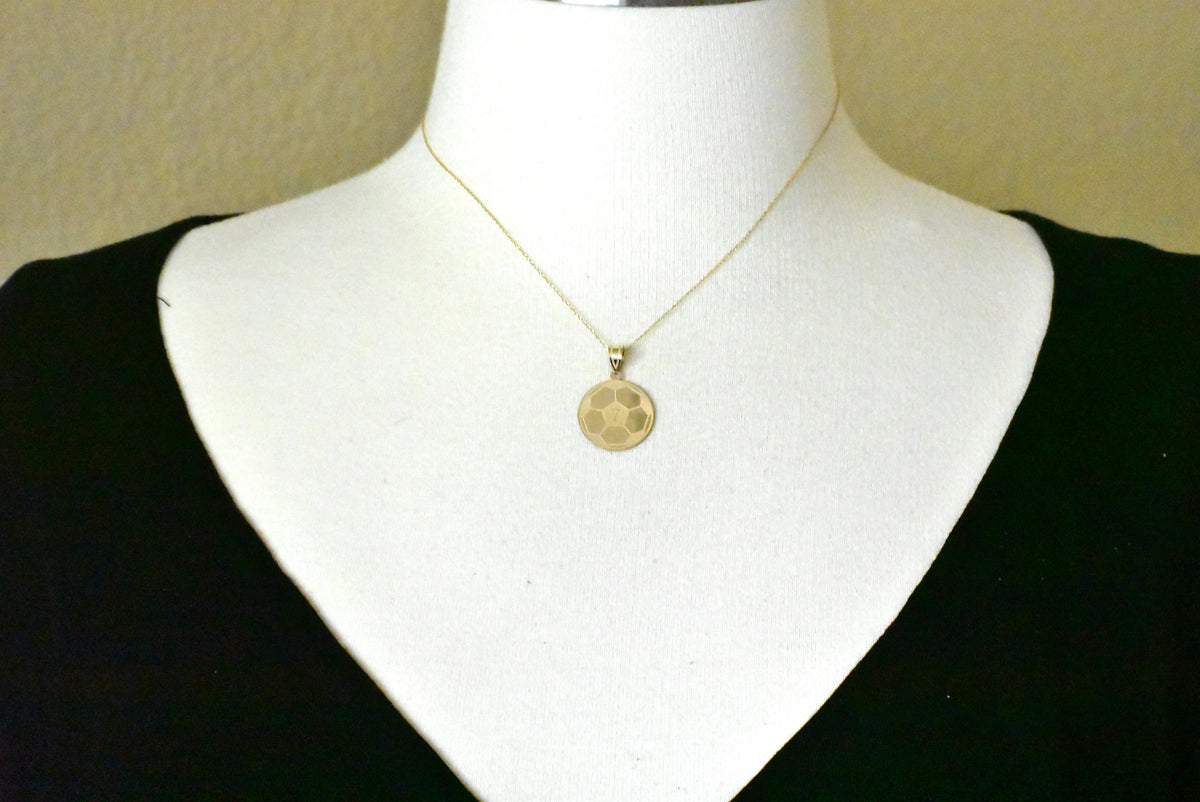 14k 10k gold sterling silver soccer ball personalized engraved pendant